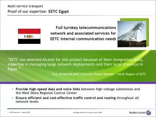 Multi-service transport Proof of our expertise : EETC Egypt