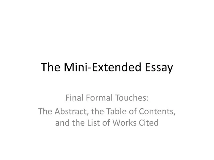 the mini extended essay