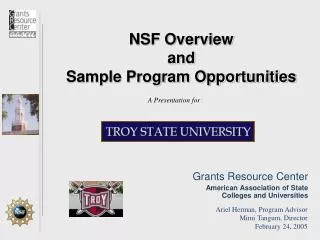 NSF Overview and Sample Program Opportunities