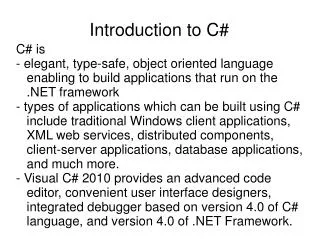 Introduction to C#