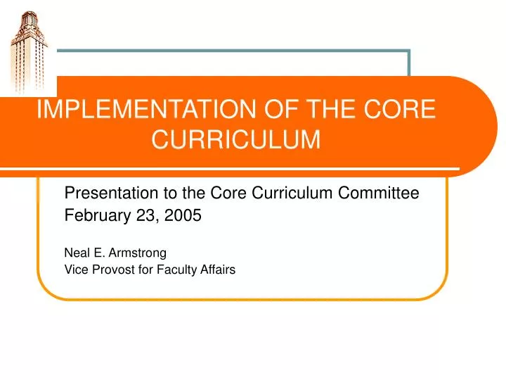 implementation of the core curriculum