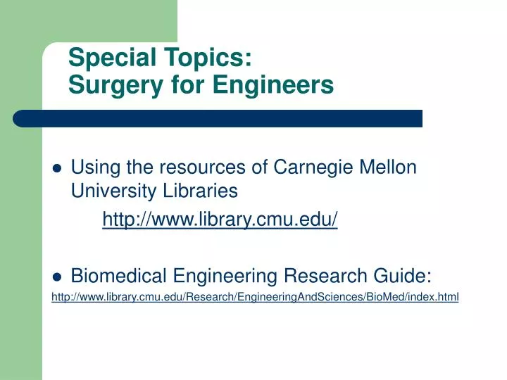 special topics surgery for engineers