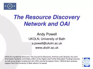 The Resource Discovery Network and OAI