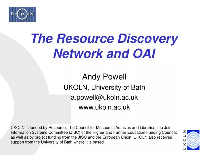 the resource discovery network and oai