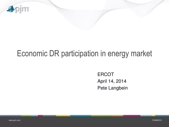 economic dr participation in energy market