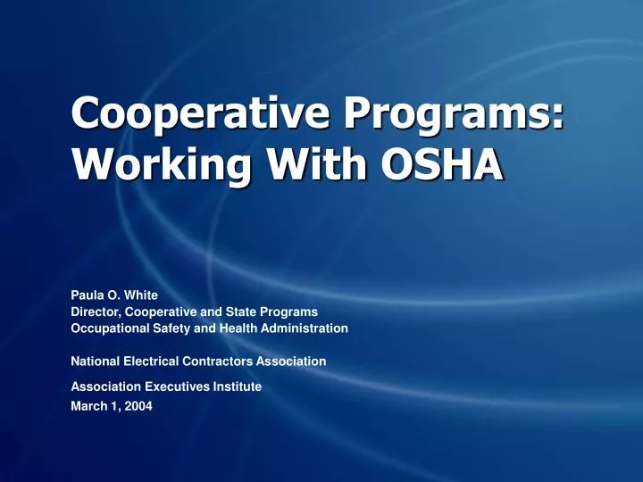 cooperative programs working with osha