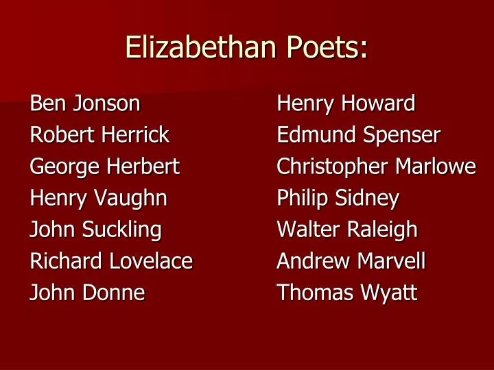 elizabethan poets