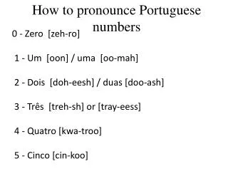 How to pronounce Portuguese numbers