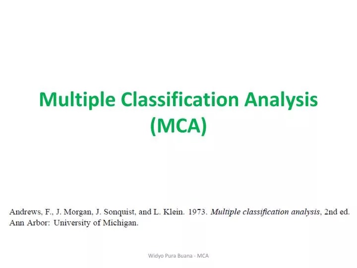 multiple classification analysis mca