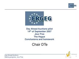 Day Ahead Auctions pilot 14 th of September 2007 Jour Fixe The Hague Conclusions and homework