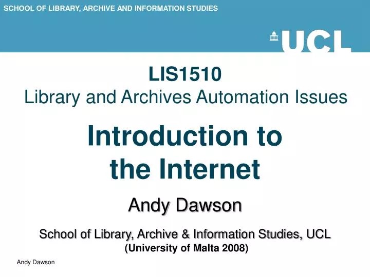 lis1510 library and archives automation issues introduction to the internet