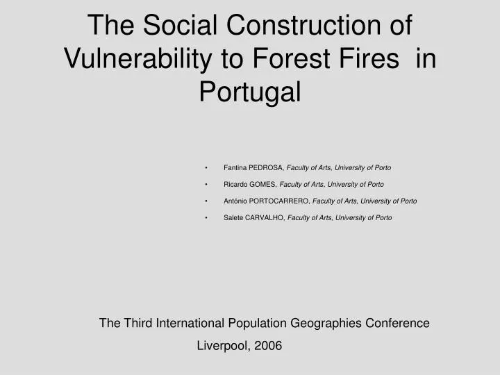 the social construction of vulnerability to forest fires in portugal