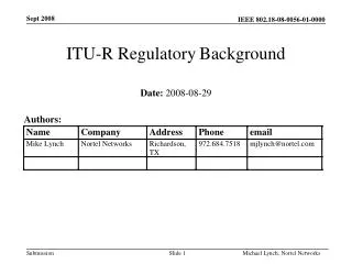 ITU-R Regulatory Background