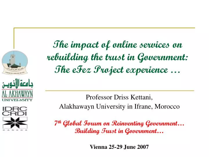 the impact of online services on rebuilding the trust in government the efez project experience