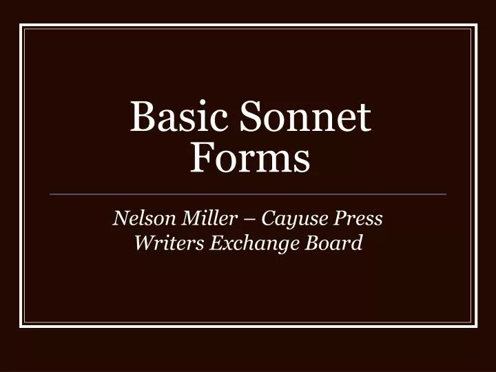 basic sonnet forms