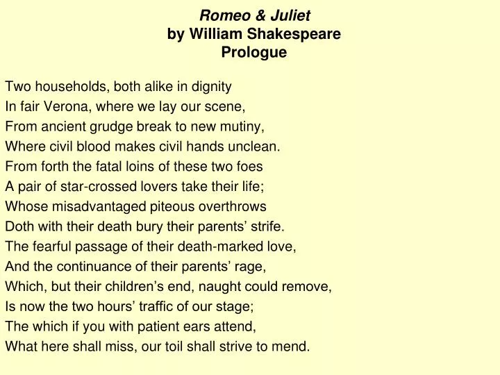 romeo juliet by william shakespeare prologue