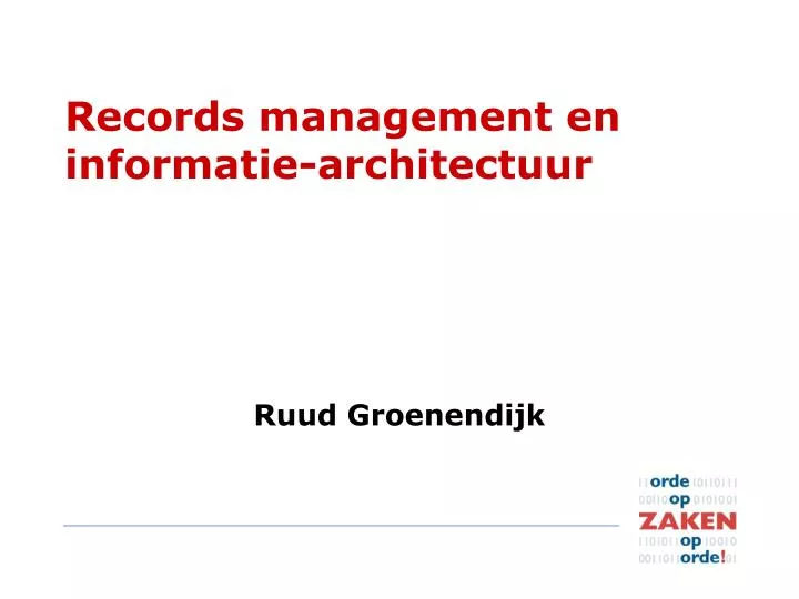records management en informatie architectuur