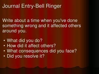 Journal Entry-Bell Ringer