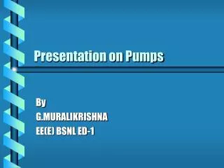 Presentation on Pumps