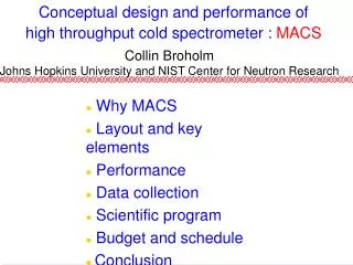 Conceptual design and performance of high throughput cold spectrometer : MACS