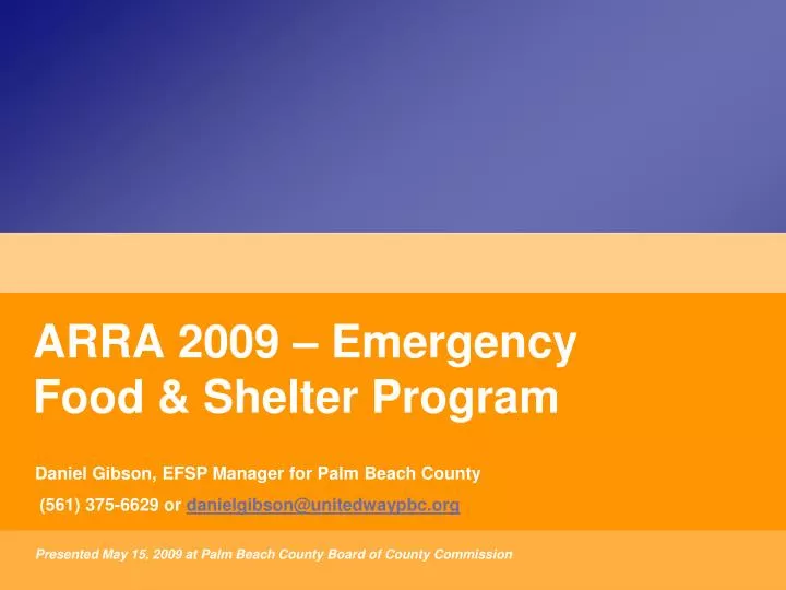 arra 2009 emergency food shelter program