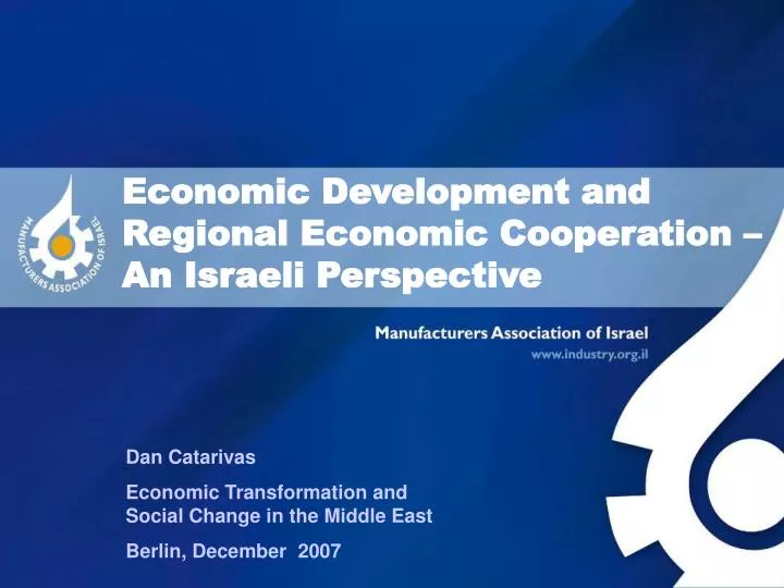 economic development and regional economic cooperation an israeli perspective
