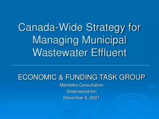 Canada-Wide Strategy for Managing Municipal Wastewater Effluent
