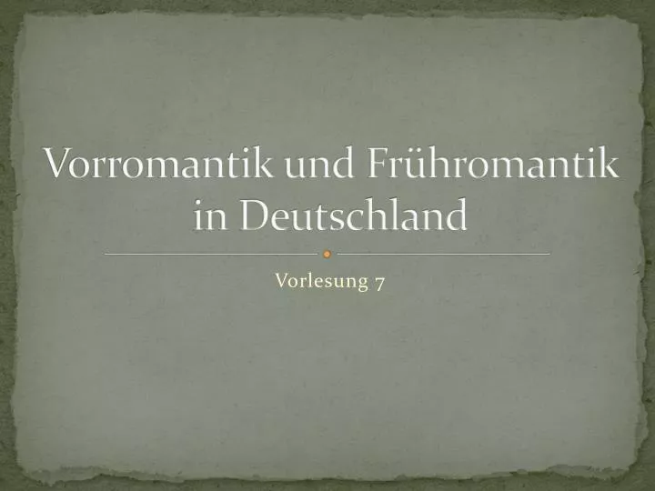 vorromantik und fr hromantik in deutschland