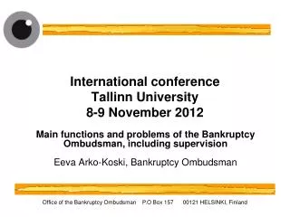 International conference Tallinn University 8-9 November 2012