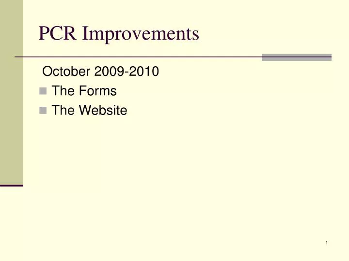 pcr improvements