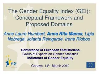The Gender Equality Index (GEI): Conceptual Framework and Proposed Domains