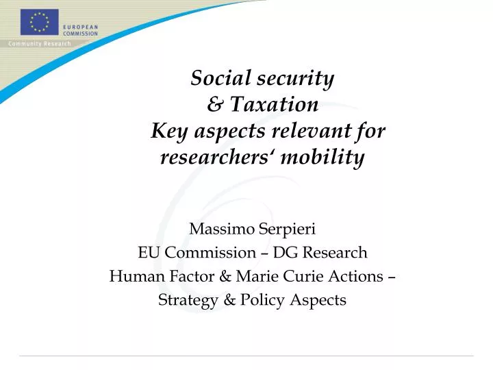 social security taxation key aspects relevant for researchers mobility