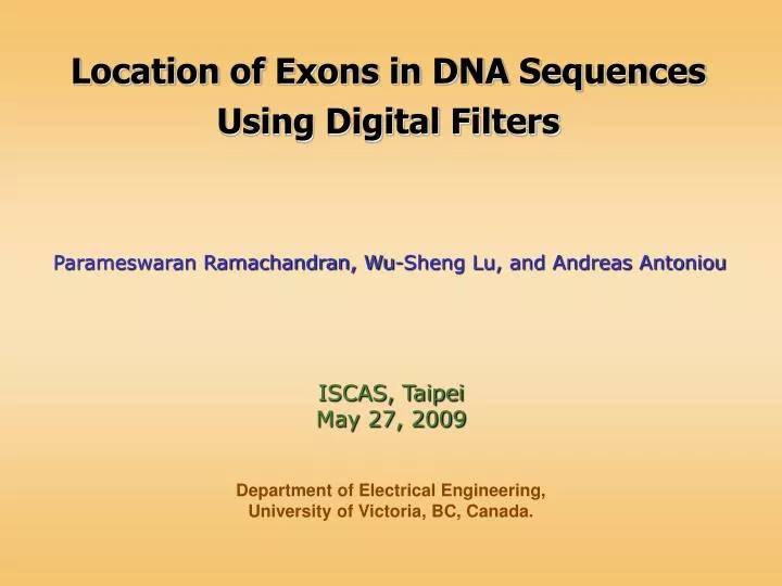 location of exons in dna sequences using digital filters
