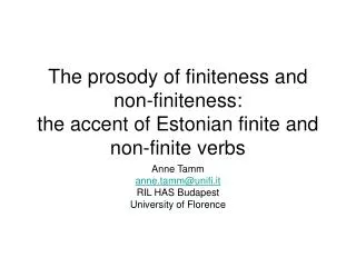 The prosody of finiteness and non-finiteness: the accent of Estonian finite and non-finite verbs
