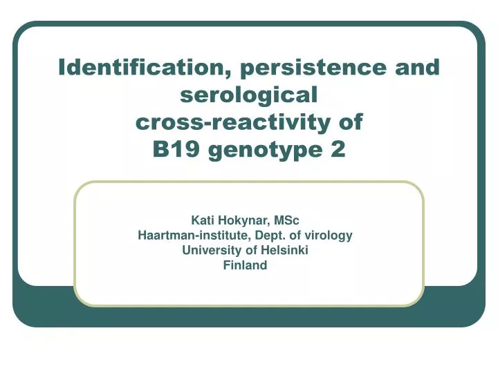 identification persistence and serological cross reactivity of b19 genotype 2