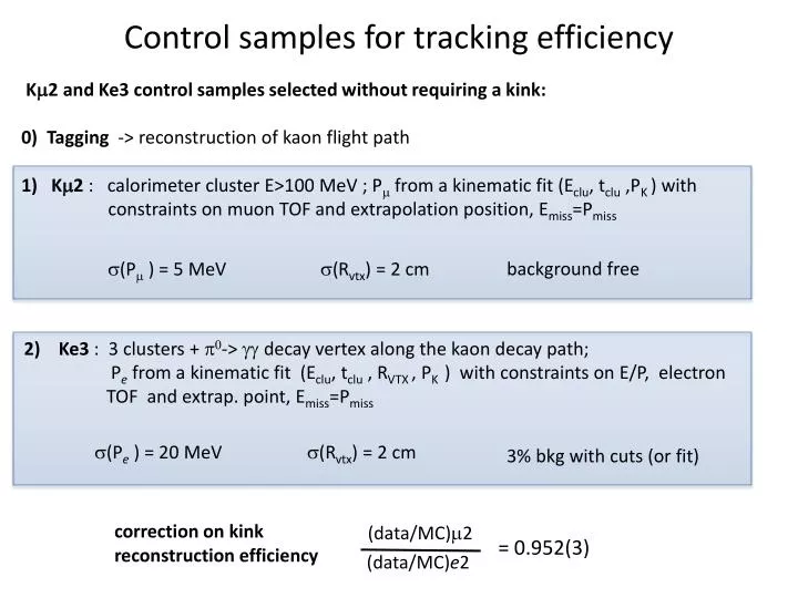 control samples for tracking efficiency