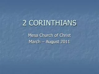 2 CORINTHIANS