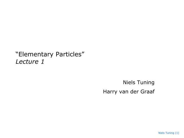 elementary particles lecture 1