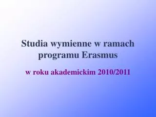 studia wymienne w ramach programu erasmus