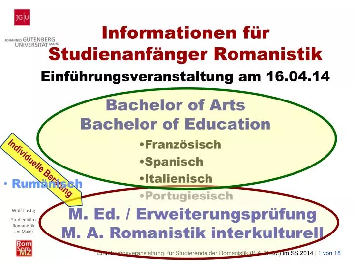 informationen f r studienanf nger romanistik einf hrungsveranstaltung am 16 04 14