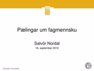 p lingar um fagmennsku