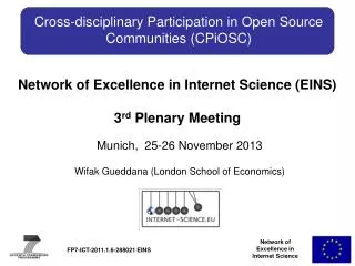 Cross-disciplinary Participation in Open Source Communities ( CPiOSC )