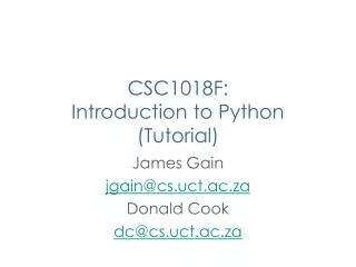 CSC1018F: Introduction to Python (Tutorial)