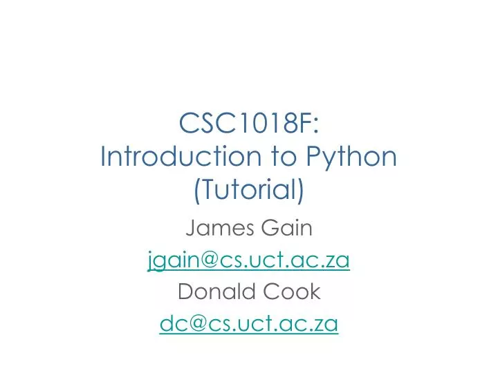 csc1018f introduction to python tutorial