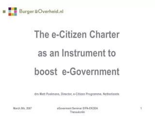 The e-Citizen Charter as an Instrument to boost e-Government