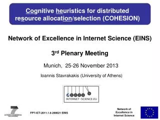 Co gnitive he uristics for distributed re s ource allocat ion /selection ( COHESION)