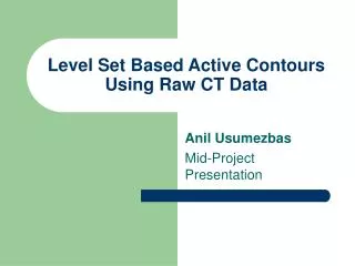 Level Set Based Active Contours Using Raw CT Data