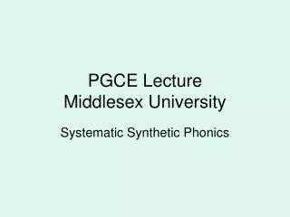 PGCE Lecture Middlesex University