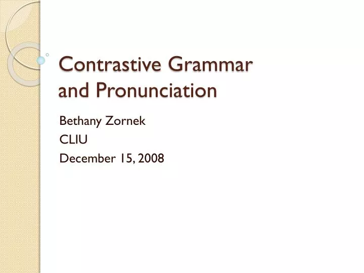 contrastive grammar and pronunciation