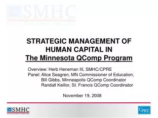 STRATEGIC MANAGEMENT OF HUMAN CAPITAL IN The Minnesota QComp Program